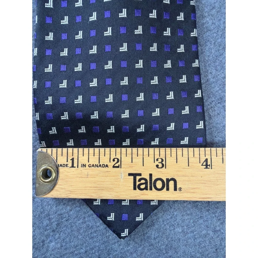 Polo Ralph Lauren Tie Mens Black Purple Geometric 100% Silk Hand Made USA‎
